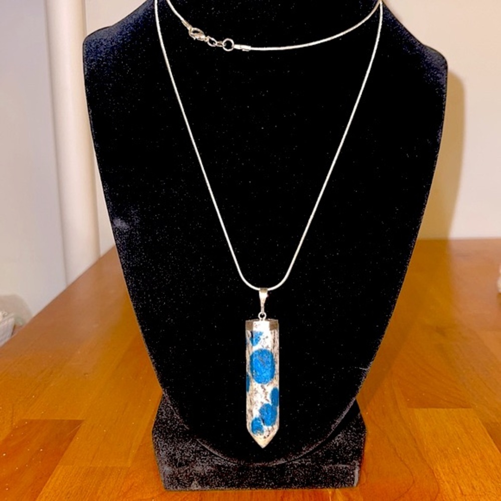 💙 BOGO 💙 K2 Azurite in Granite Pendant w/ 28” Sterling Silver Chain